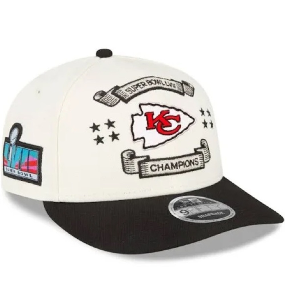 New Era Men's Cream Kansas City Chiefs Super Bowl LVII Champions Hat - Picture 1 of 4